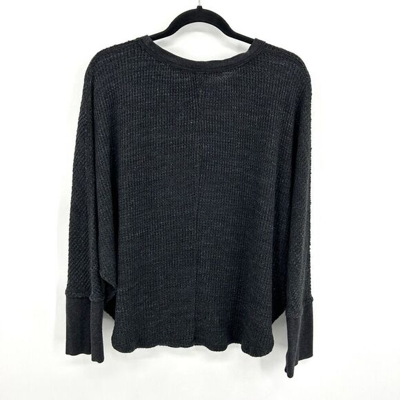 ANTHROPOLOGIE Postmark Charcoal Gray Village Swing Oversized Thermal Shirt XS - Picture 4 of 6